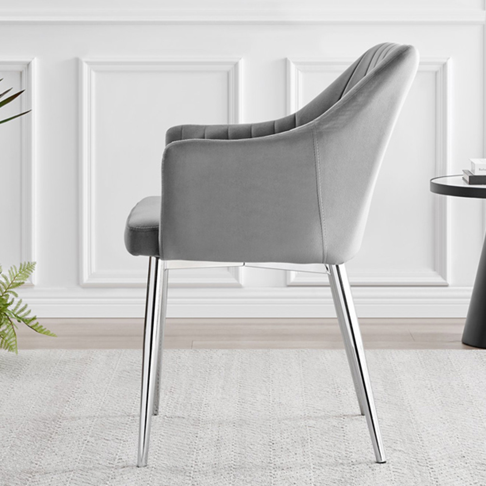 Furniturebox Tavolo Calla 6 Seater Dining Set Glass Chrome and Grey Image 4