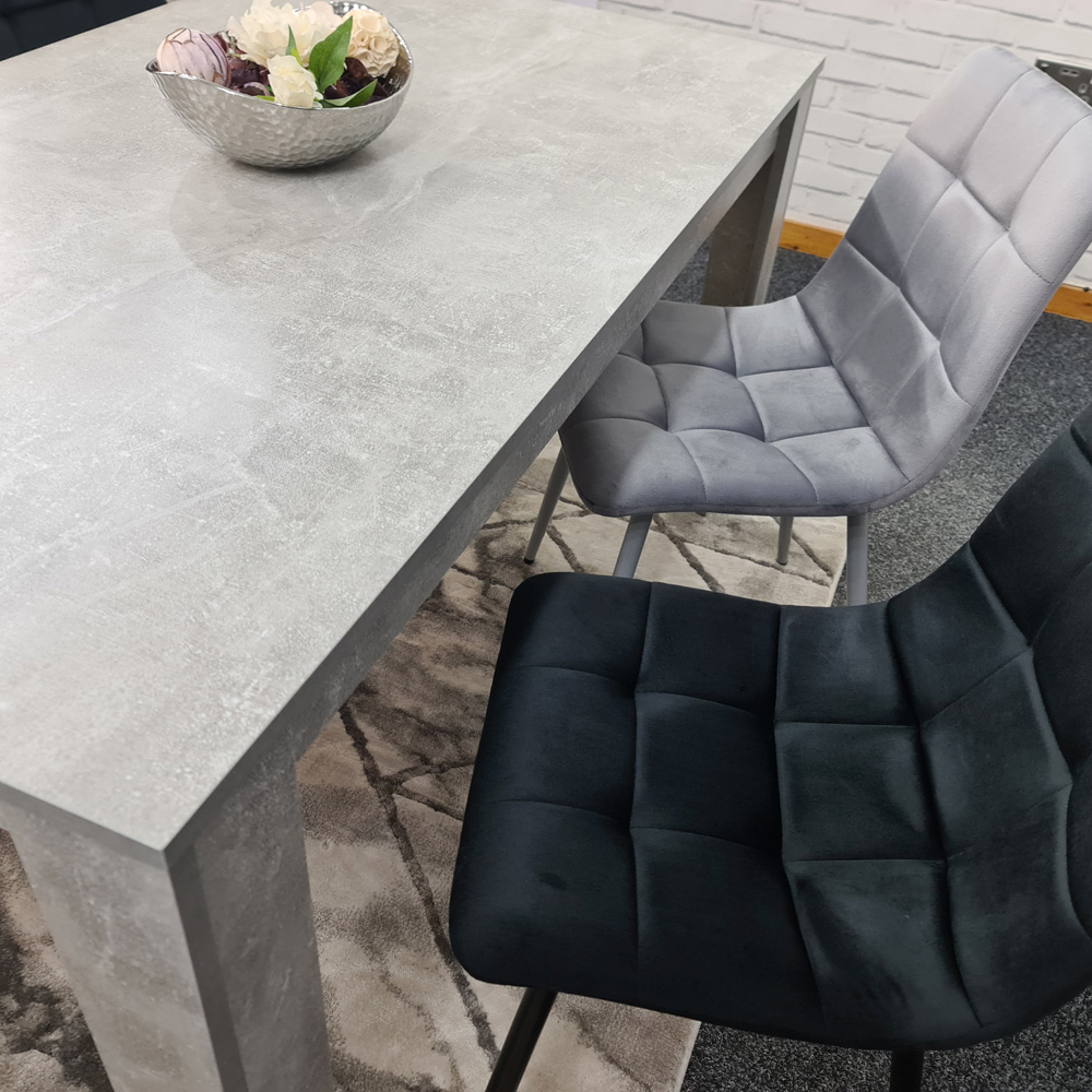 Portland Velvet 4 Seater Dining Set Stone Grey and Grey Black Image 2