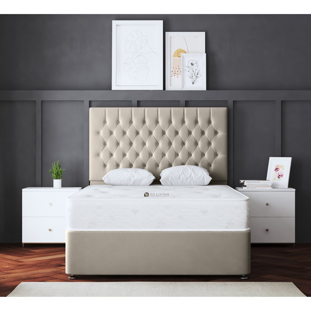 DS Living Seraphine Small Single Beige Upholstered Panel Divan Bed with 2 Drawer Image 4