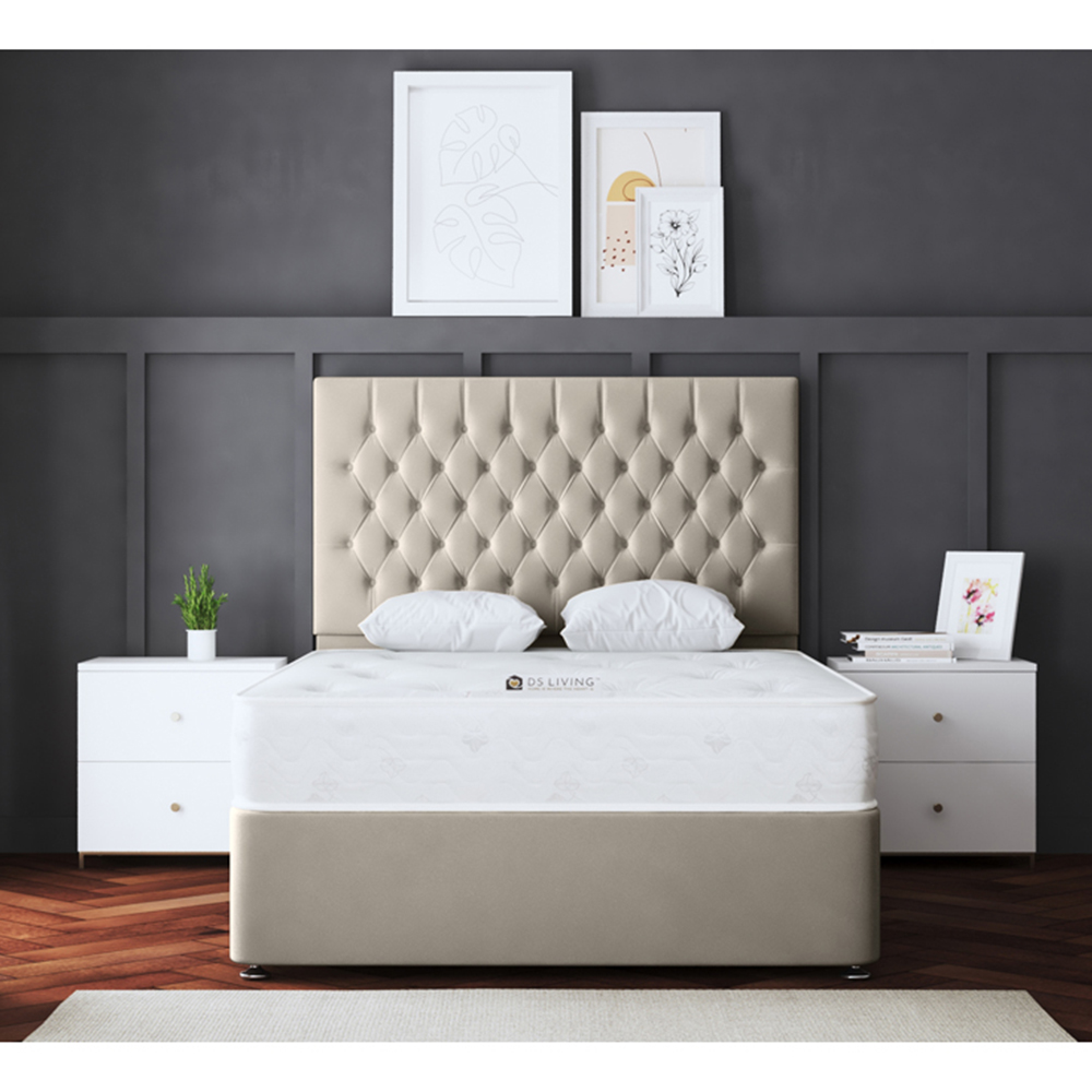 DS Living Seraphine Super King Size Beige Upholstered Panel Divan Bed with 2 Drawer Image 4