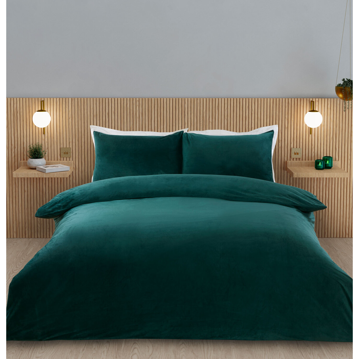 Helsinki King Size Teal Fleece Duvet Cover Set Image 1