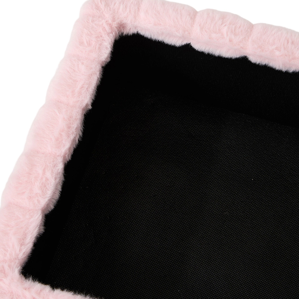 Living and Home Pink Teddy Fleece Storage Ottoman with Gold Metal Legs Image 6