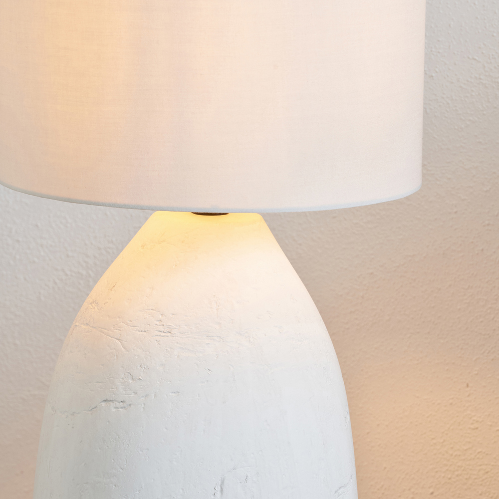 Pacific Lifestyle Erika Off White Fabric Shade White Vintage Textured Ceramic Floor Lamp Image 3
