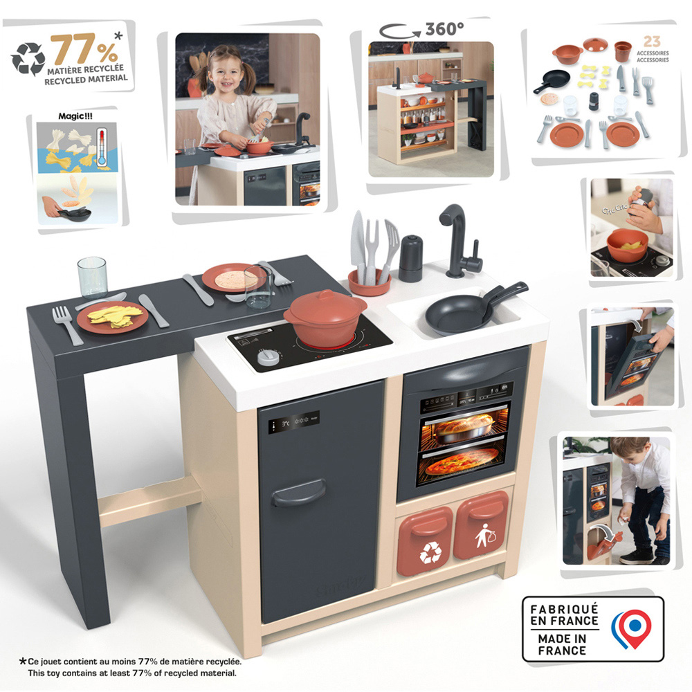 Smoby Kids 2 Drawer 23 Piece Kitchen Island Playset Image 7