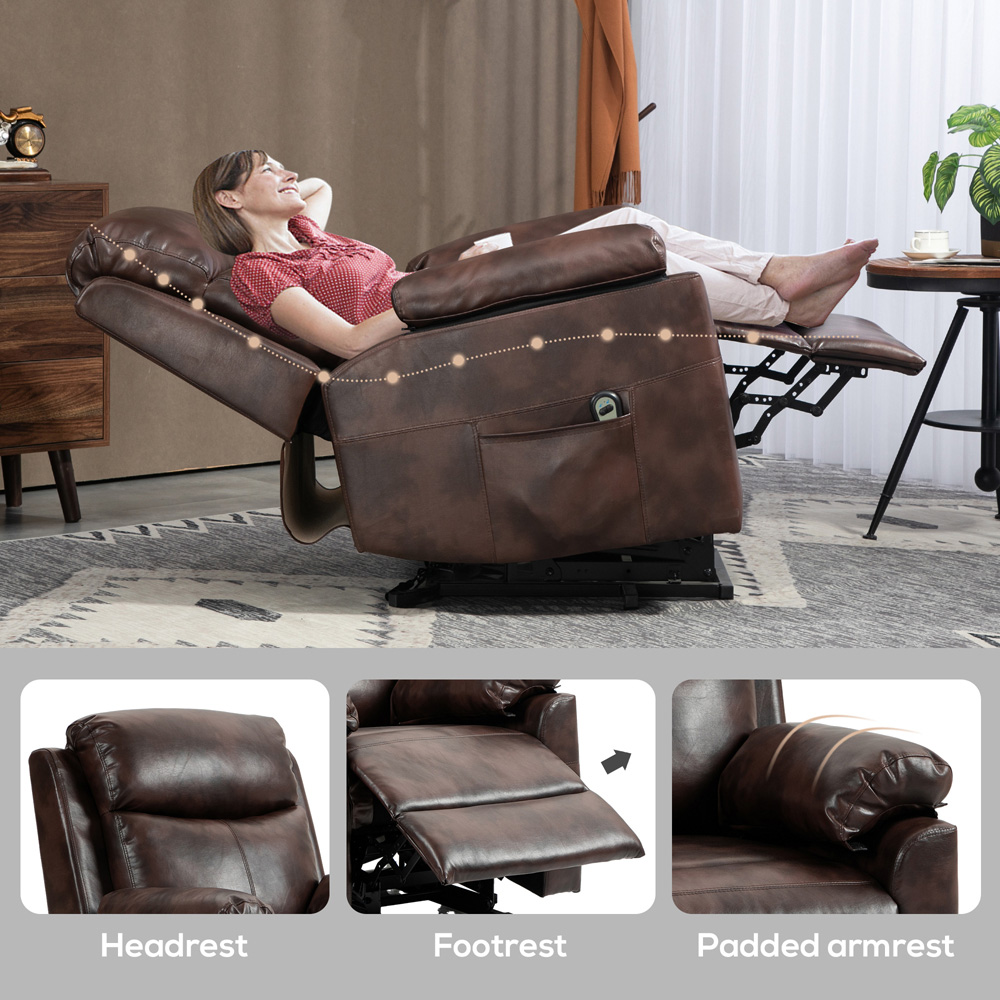 HOMCOM Brown Power Lift Electric Recliner Chair with Remote Control Image 6