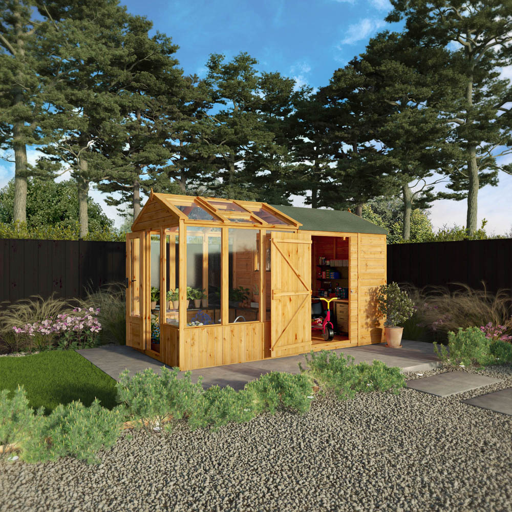 Mercia Woodsman Styrene 12 x 6ft Greenhouse and Shed Image 6
