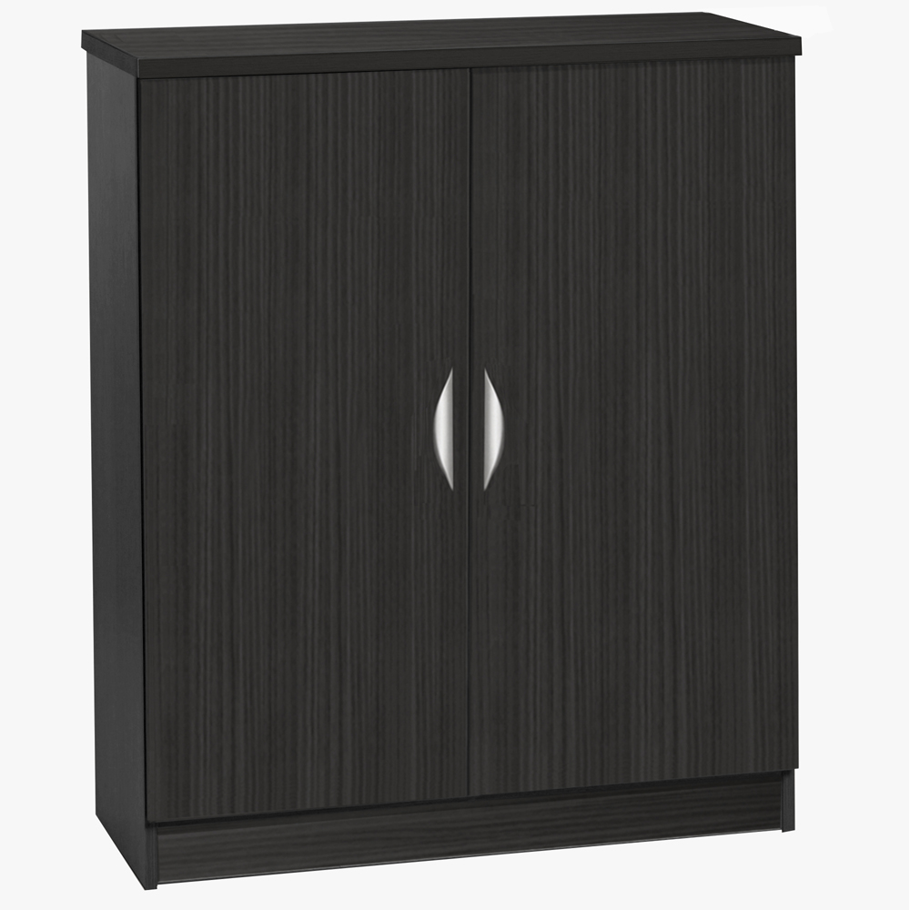 R White Cabinets 2 Door Black Havana Mid Height Cupboard Image 2