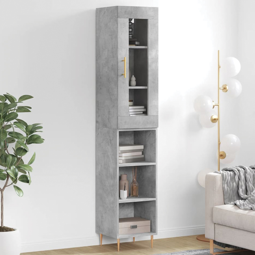 vidaXL Single Door 3 Shelf Concrete Grey Highboard Image 1