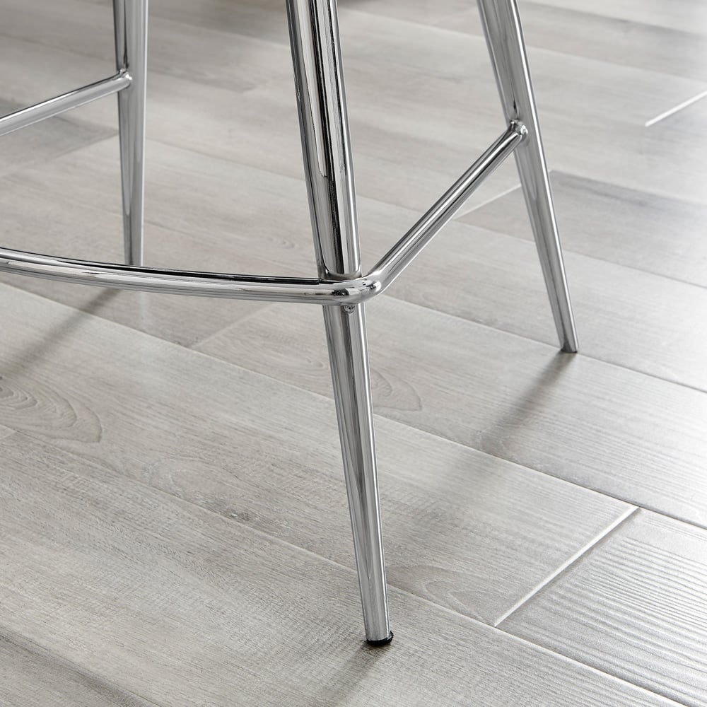 Furniturebox Cesano Grey and Silver Velvet Bar Stool Set of 2 Image 4