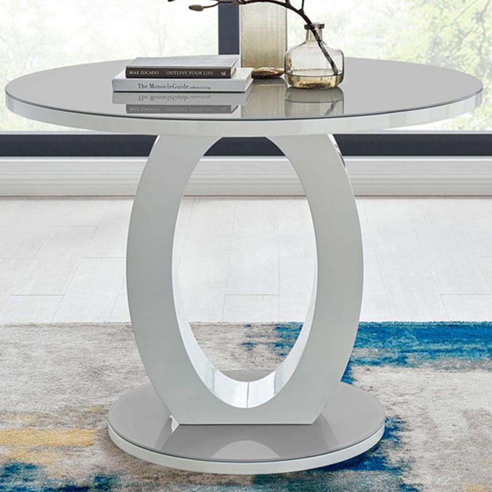 Furniturebox Lucia 4 Seater 100cm Round Dining Table Grey Image 1