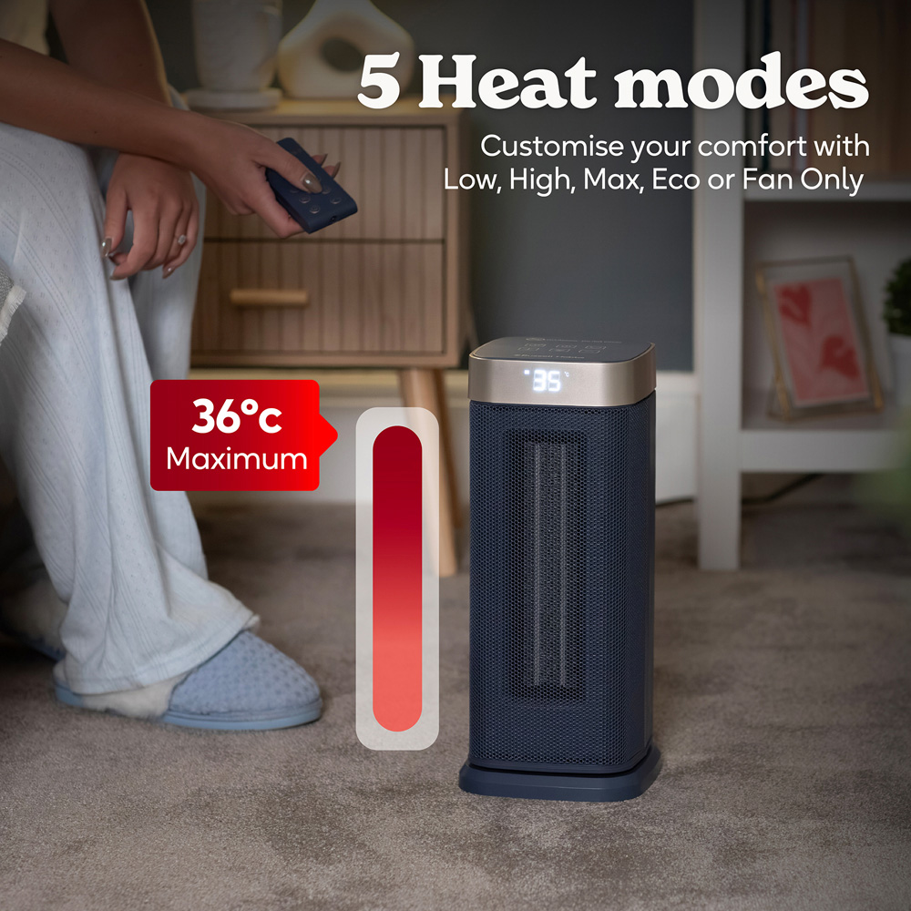 Russell Hobbs RHCTH2002G-SMT Soft Navy and Champagne Smart Wi-Fi Enabled Ceramic Heater 2000W Image 6