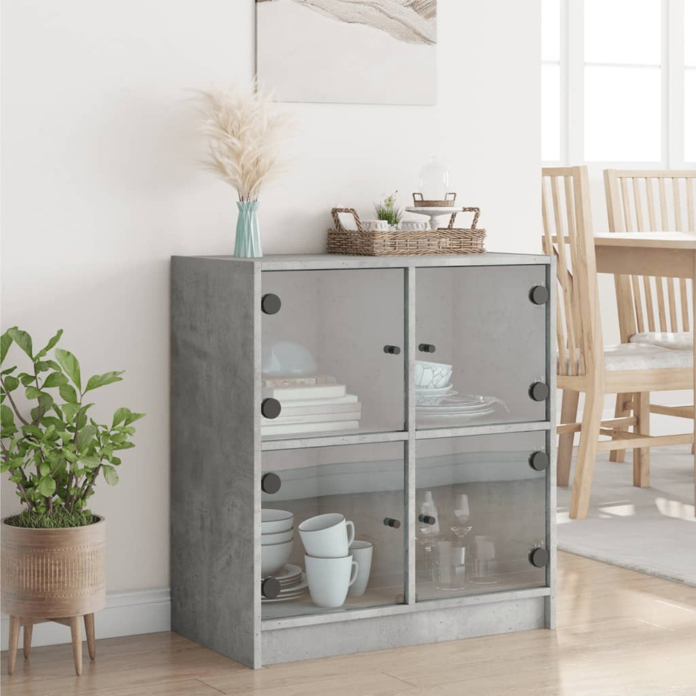 vidaXL 4 Door Concrete Grey Side Cabinet Image 9