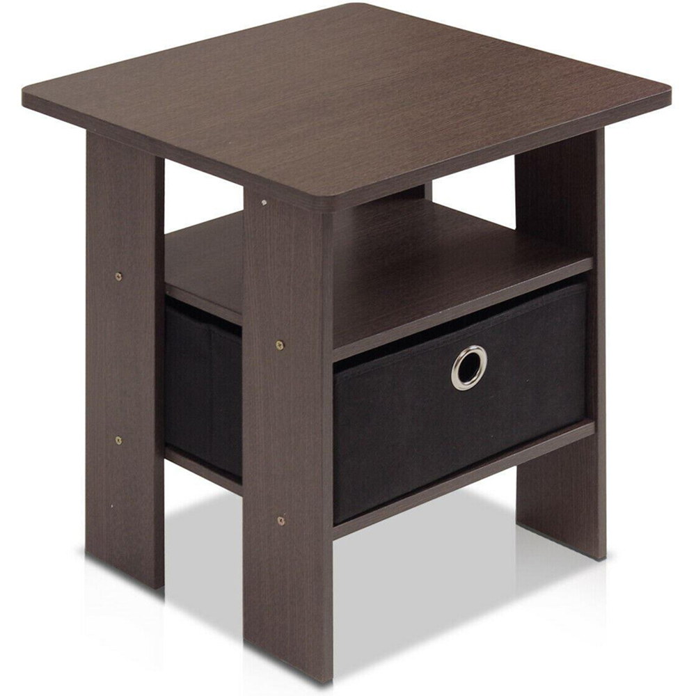 Walplus Andrey Single Drawer Single Shelf Dark Brown and Black End Table Image 2