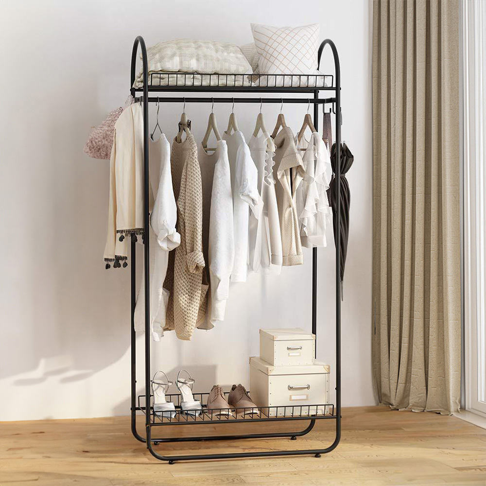 H&O Direct Metal Clothing Rack with Basket Image 2