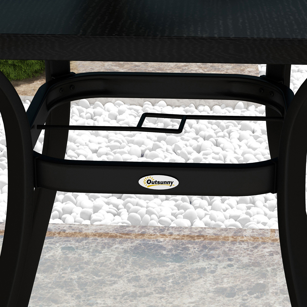 Outsunny 4Seater Steel Garden Table Black Image 3