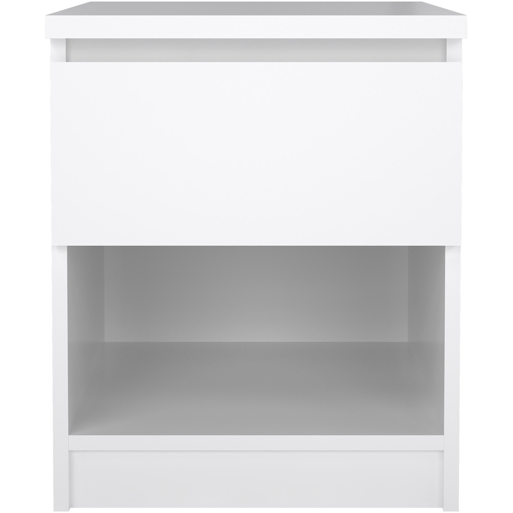 Florence Single Drawer Single Shelf White High Gloss Bedside Table Image 3