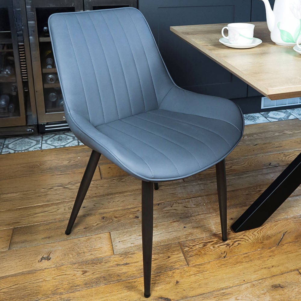 MMT Furniture Designs Set of 2 Grey Bucket Style Dining Chair with Black Legs Image 1
