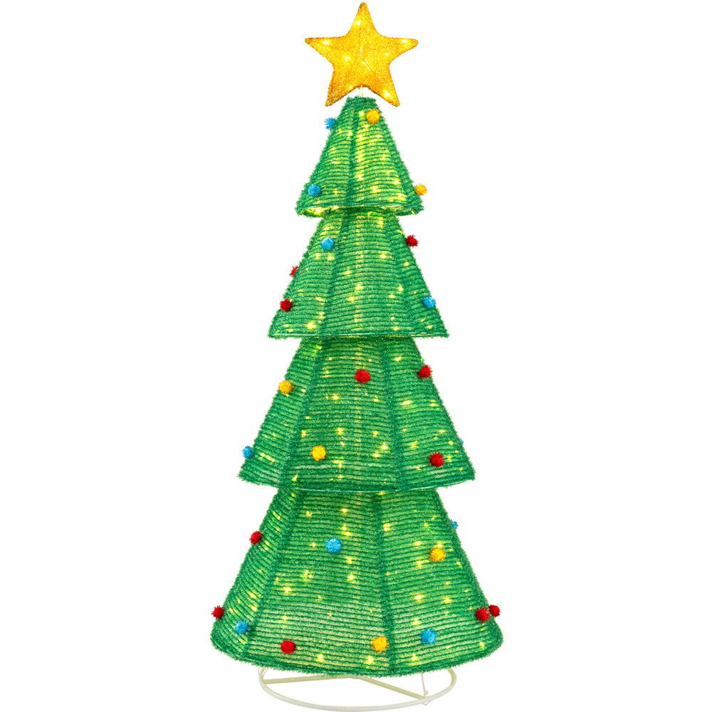 Costway 200 Warm LED Collapsible Pre-Lit Artificial Christmas Tree 6ft Image 1