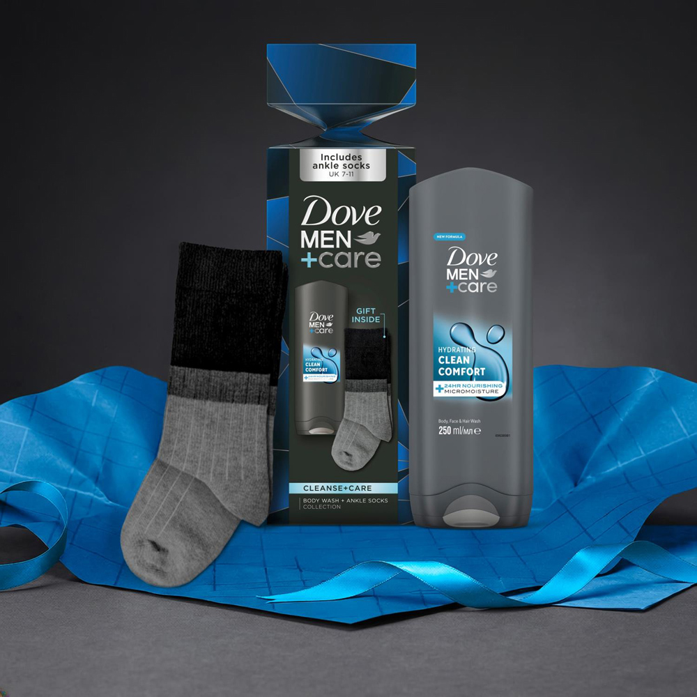 Dove Men+Care Cleanse+Care Body Wash and Socks Gift Set 2 Pack Image 2