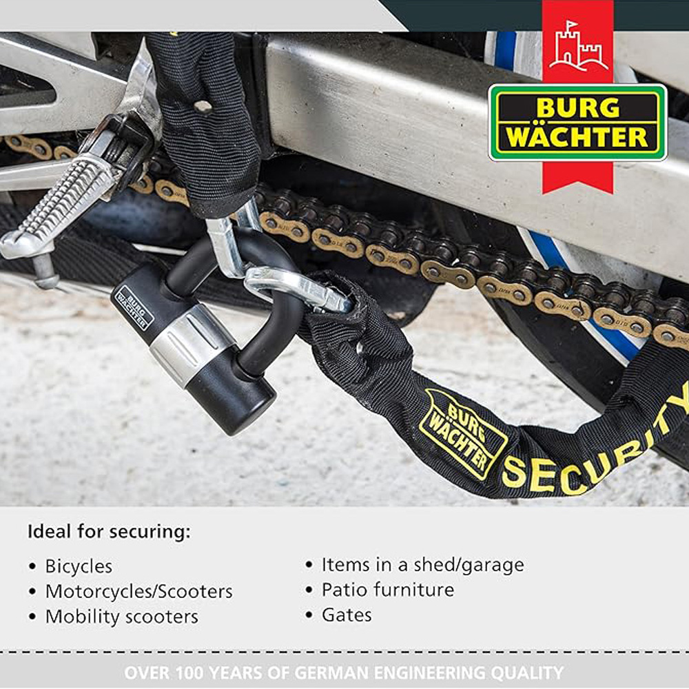 Burg-Wachter Duo Kit Sold Secure Diamond & Gold 1m x 10mm Keyed Alike Chain Twin Pack + U-locks Image 6