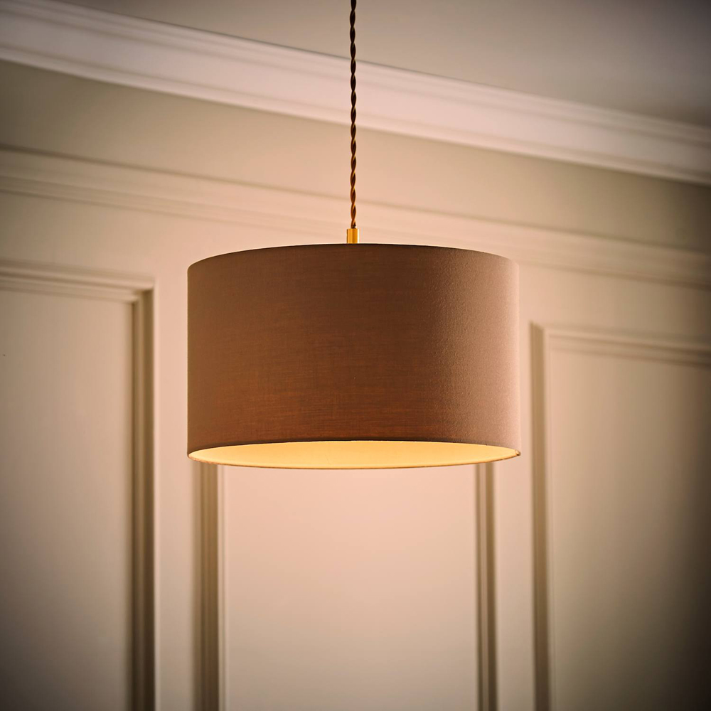 ValueLights Reni Taupe Fabric Medium Drum Ceiling Lamp Shade Image 6