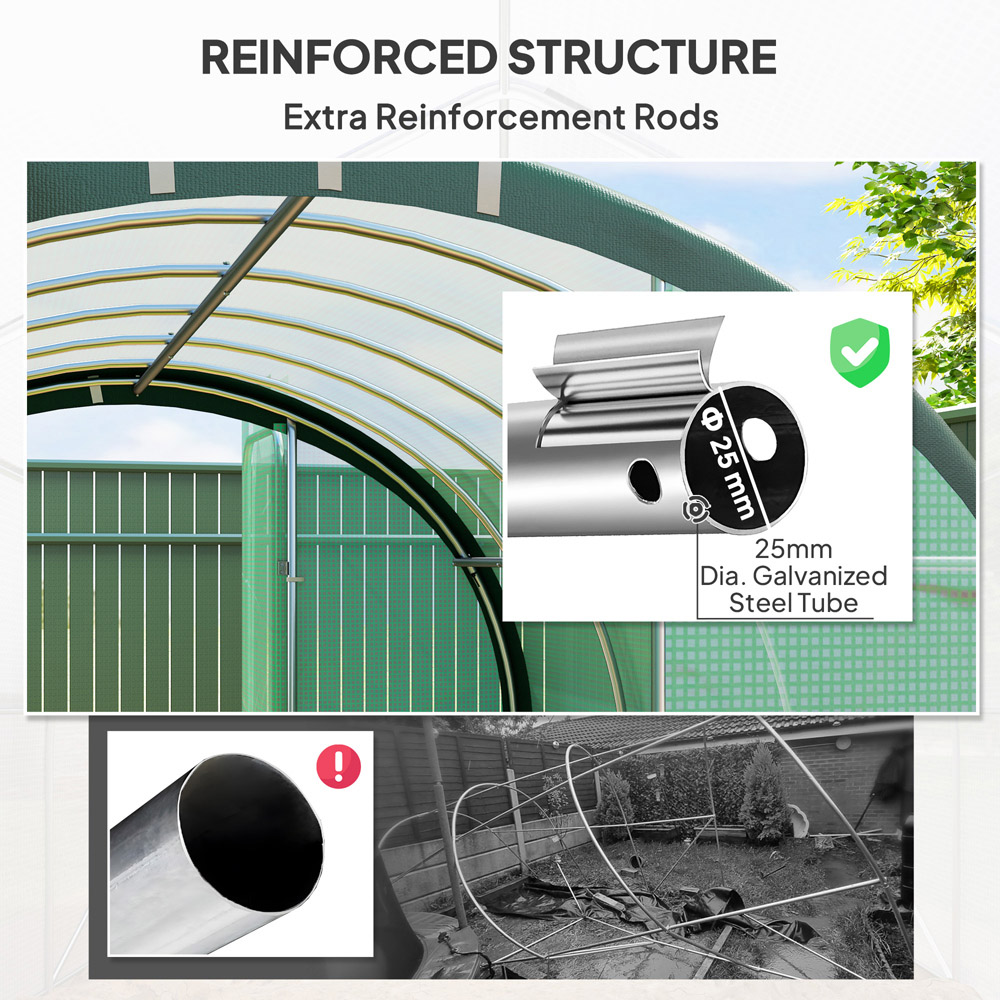 Outsunny 6.5 x 9.8ft Green Tunnel Greenhouse with Hinged Door Image 5