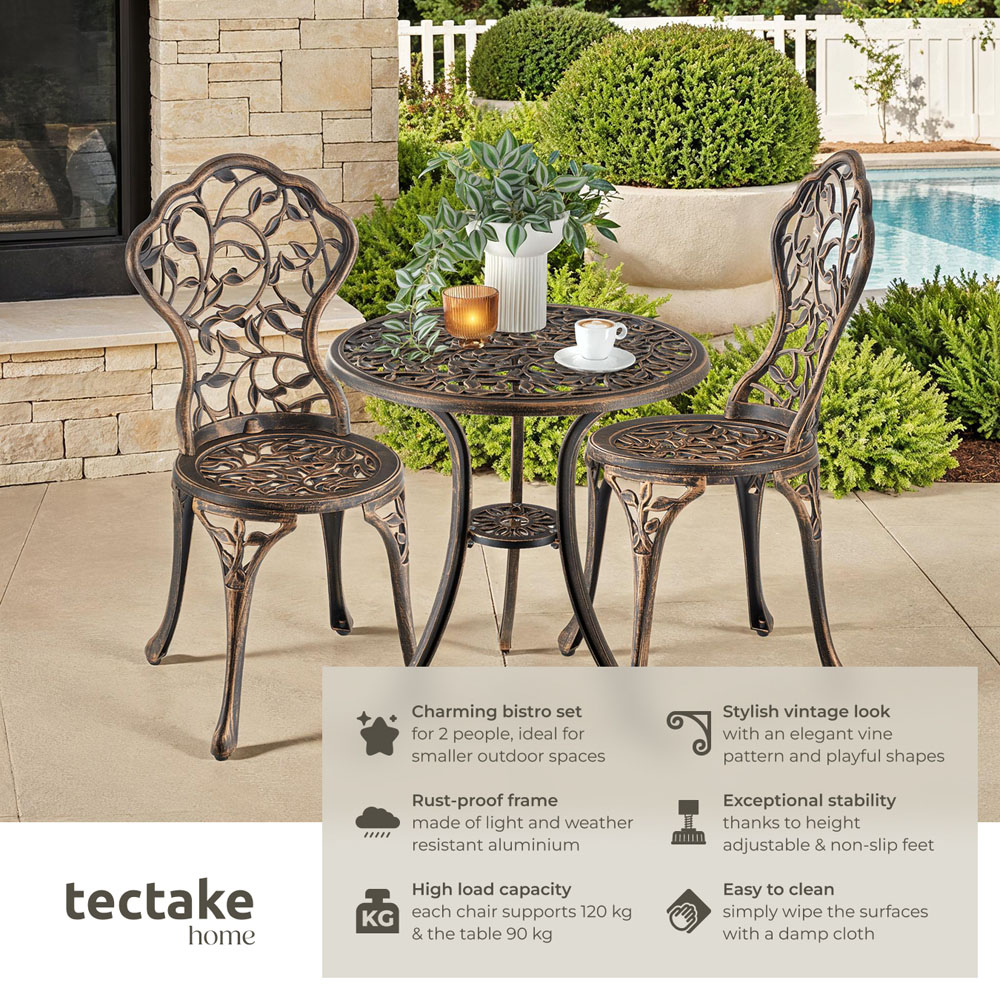 tectake 2 Seater Vintage Bronze Look Garden Furniture Set Image 6