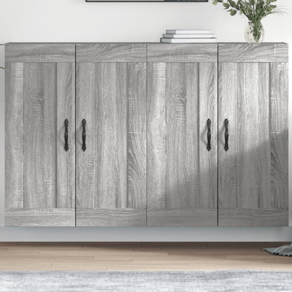 vidaXL 2 Door Grey Sonoma Wall Mounted Storage Cabinet 2 Pack Image 1