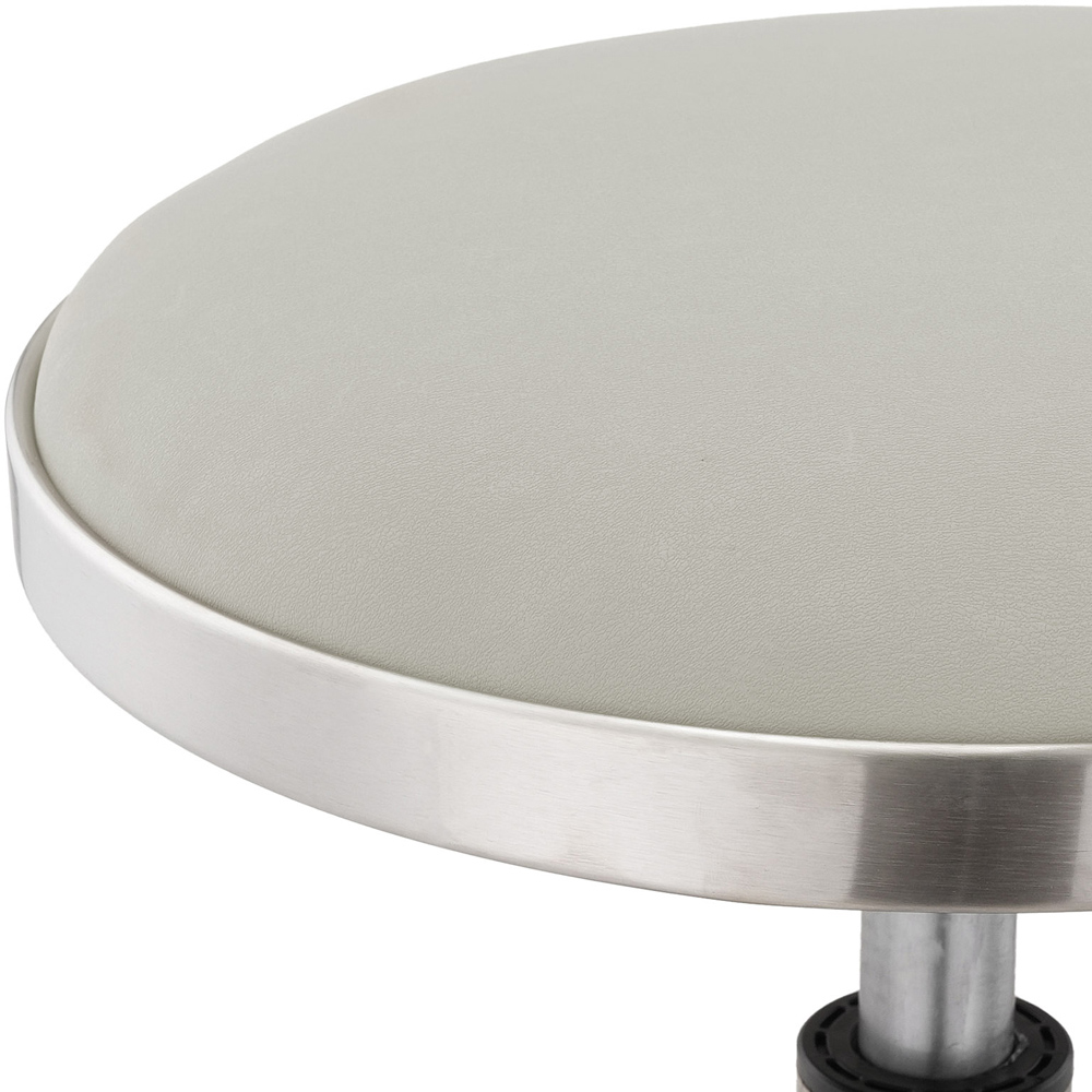 Living and Home Light Grey PU Leather Height Adjustable Round Rolling Stool Image 2