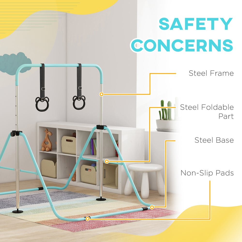 Tommy Toys Kids Green Adjustable Height Foldable Gymnastics Bar Image 5