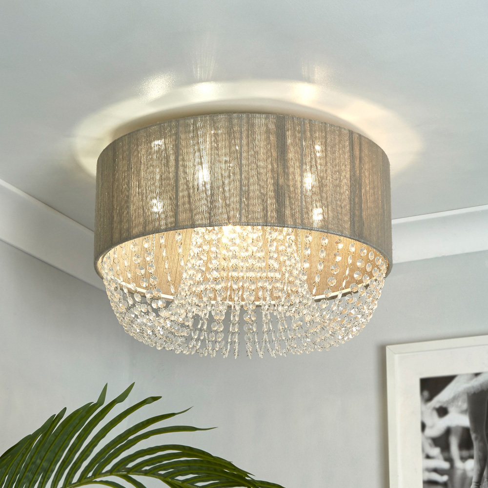 Lighting Collection Contessa 5 Light Grey Ceiling Flush Light Image 2