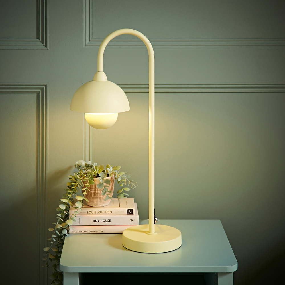 ValueLights Tilly Pastel Lemon Arched Dome Shade Metal LED Table Lamp Image 2