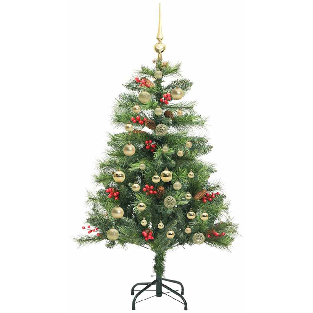 vidaXL 150 LED Pre-Lit Gold Baubles Green Artificial Christmas Tree 5ft Image 4