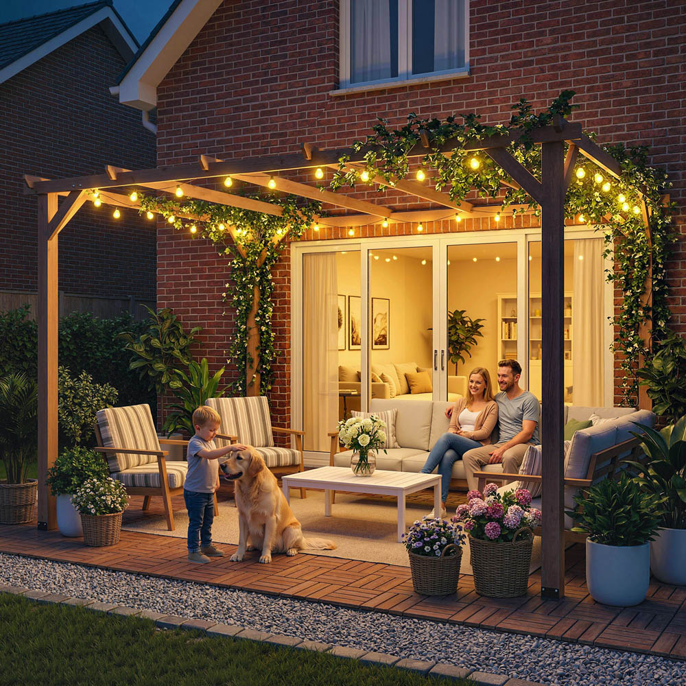 Outsunny 4 x 3m Maple Wood Effect Wooden Pergola Image 5