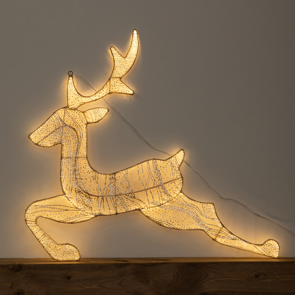 Samuel Alexander Aura 540 Warm White LED Light-Up Gold Leaping Christmas Reindeer 71cm Image 7