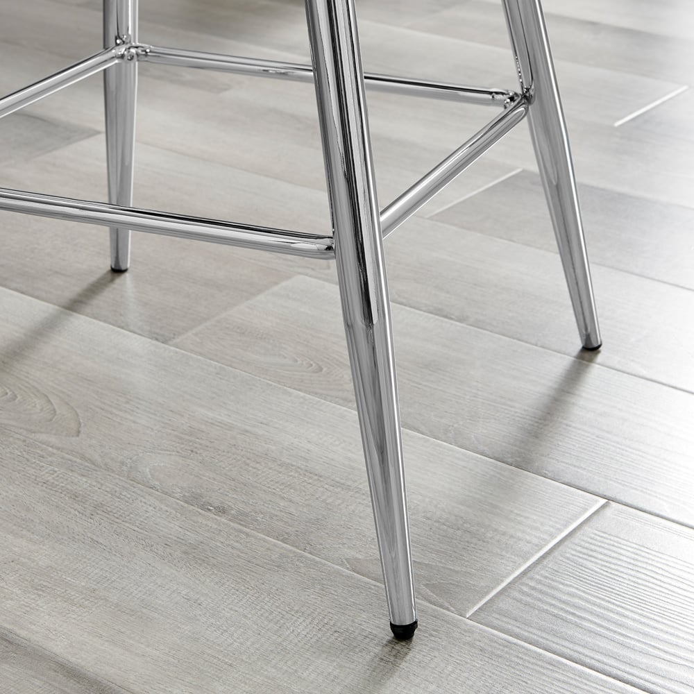 Furniturebox Solara White and Silver Faux Leather Bar Stool Set of 2 Image 4