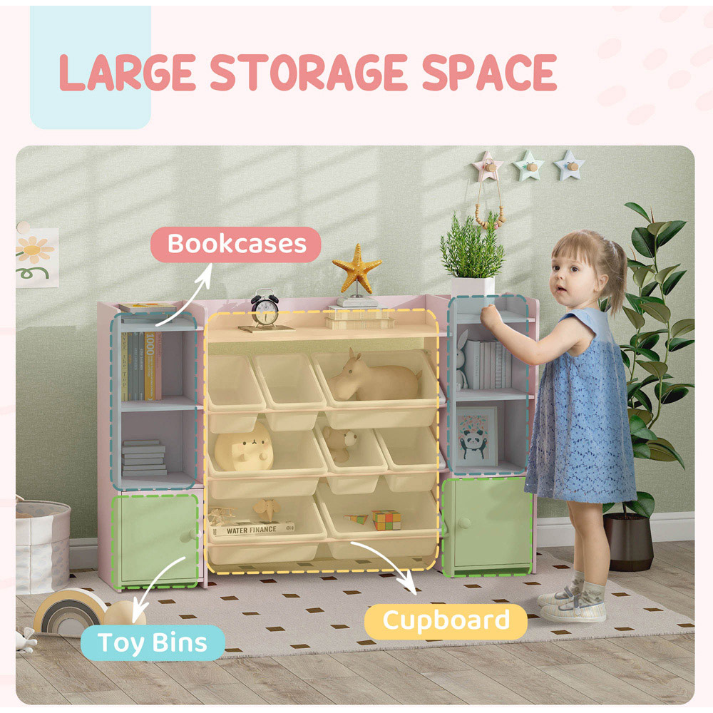 AIYAPLAY 2 Door 7 Shelf Pink Kids Toy Storage Organiser with 8 Removable Storage Bins Image 6