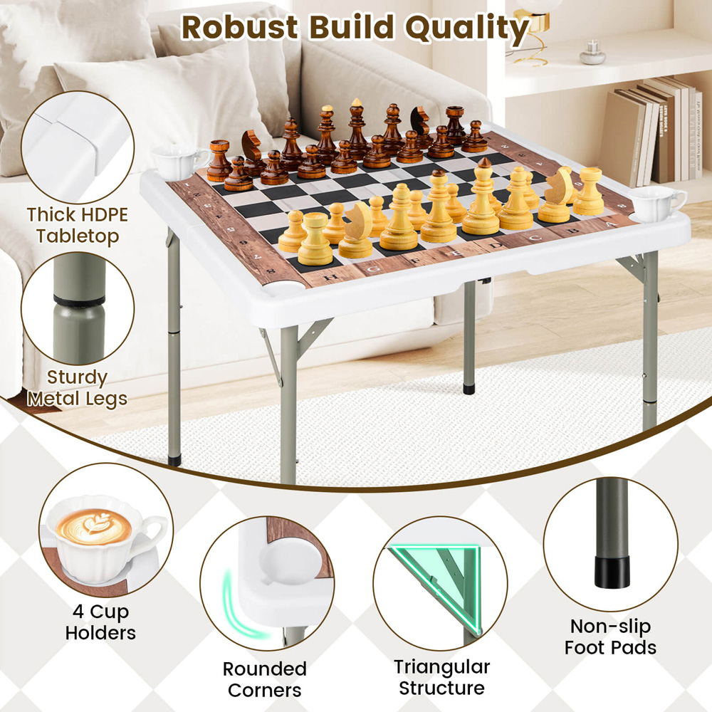 Costway Folding Chess Table with Removable Table Mat Image 4