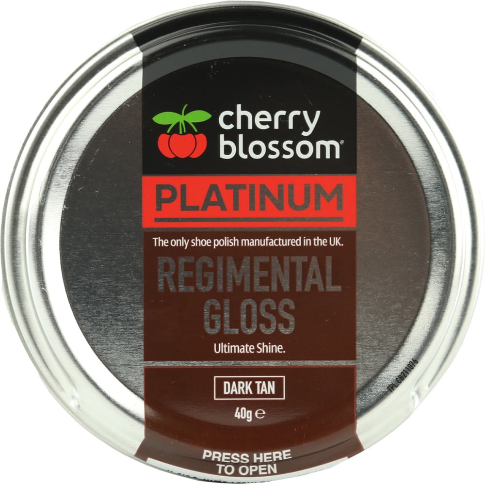 Cherry Blossom Platinum Regimental Gloss Dark Tan Shoe Polish 40g Image