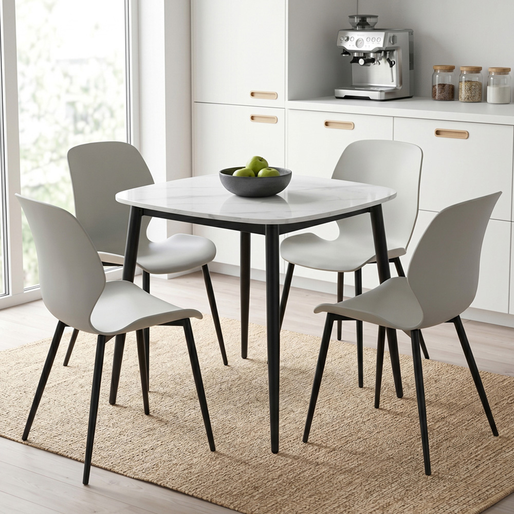 Core Products Aspen Carnaby 4 Seater Sintered Stone Plastic Square Dining Set Light Grey Image 1