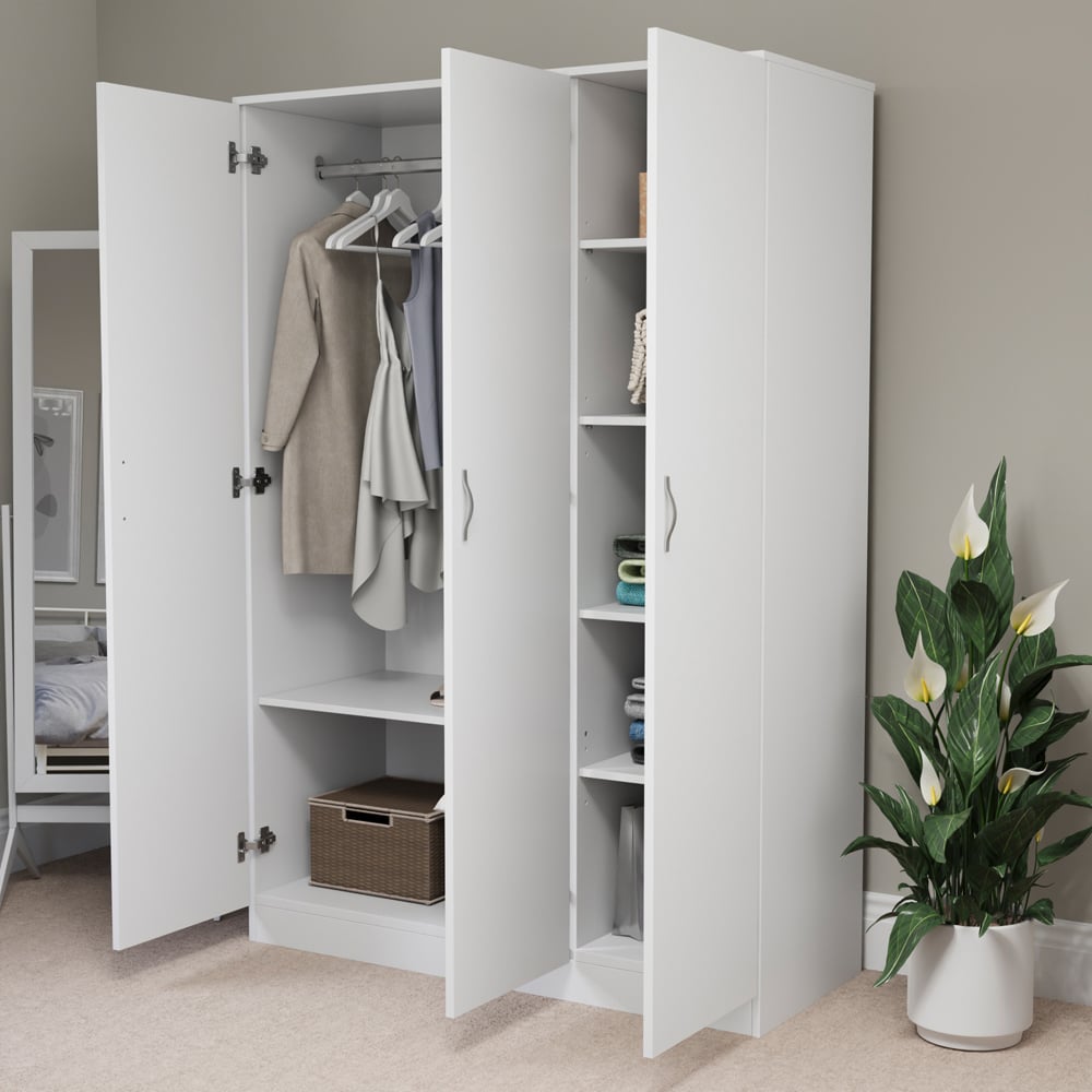Vida Designs Riano 3 Door White Wardrobe Image 5