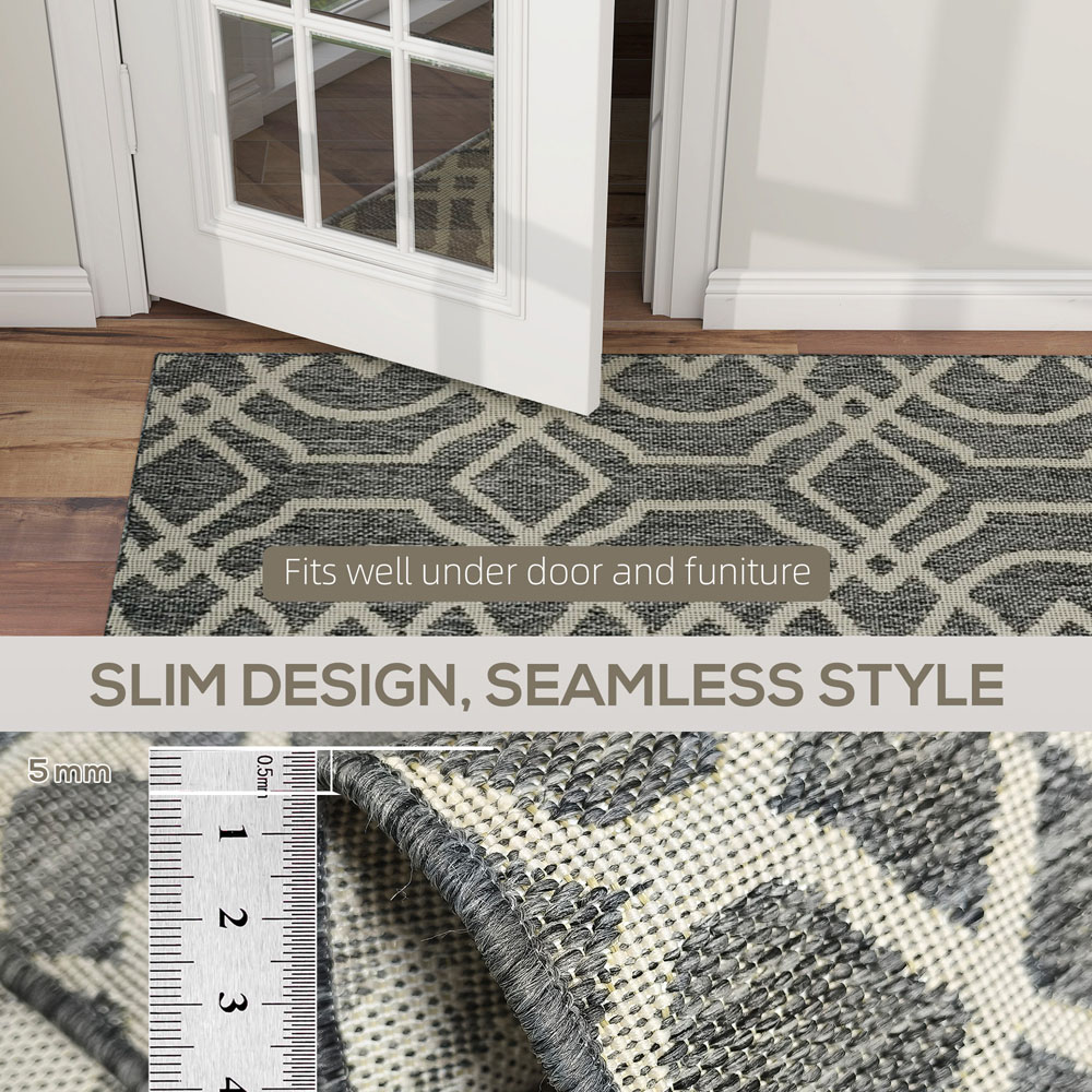HOMCOM Grey Geometric Pattern Allergy Friendly Rug 170 x 120cm Image 7