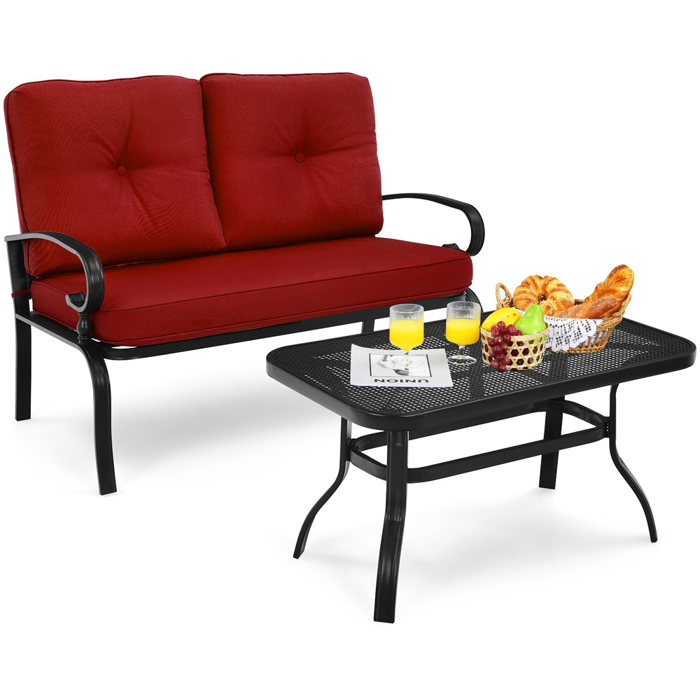 Costway 2 Seater Garden Bistro Set Red Image 3