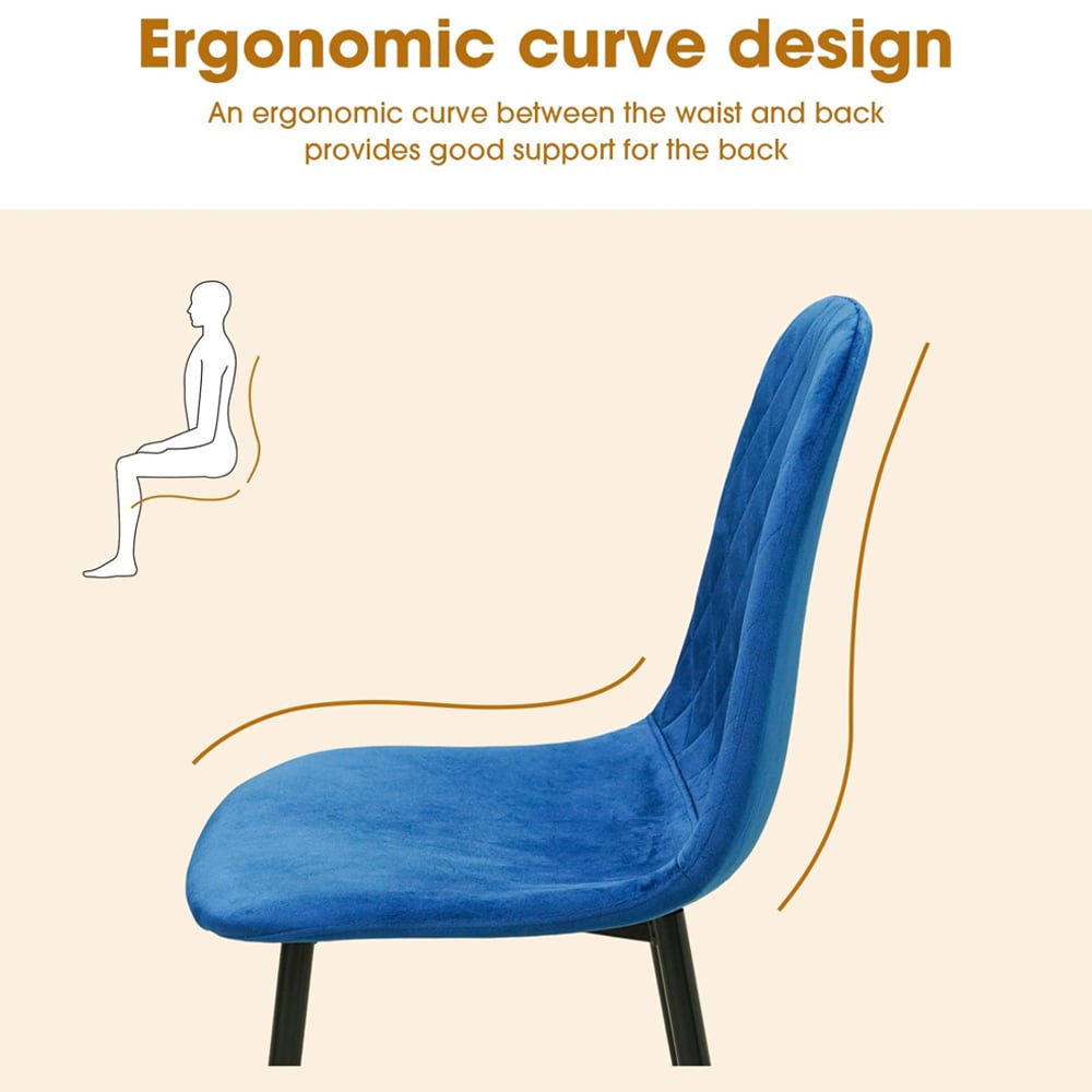 Alivio Set of 4 Blue Velvet Dining Chair Image 6