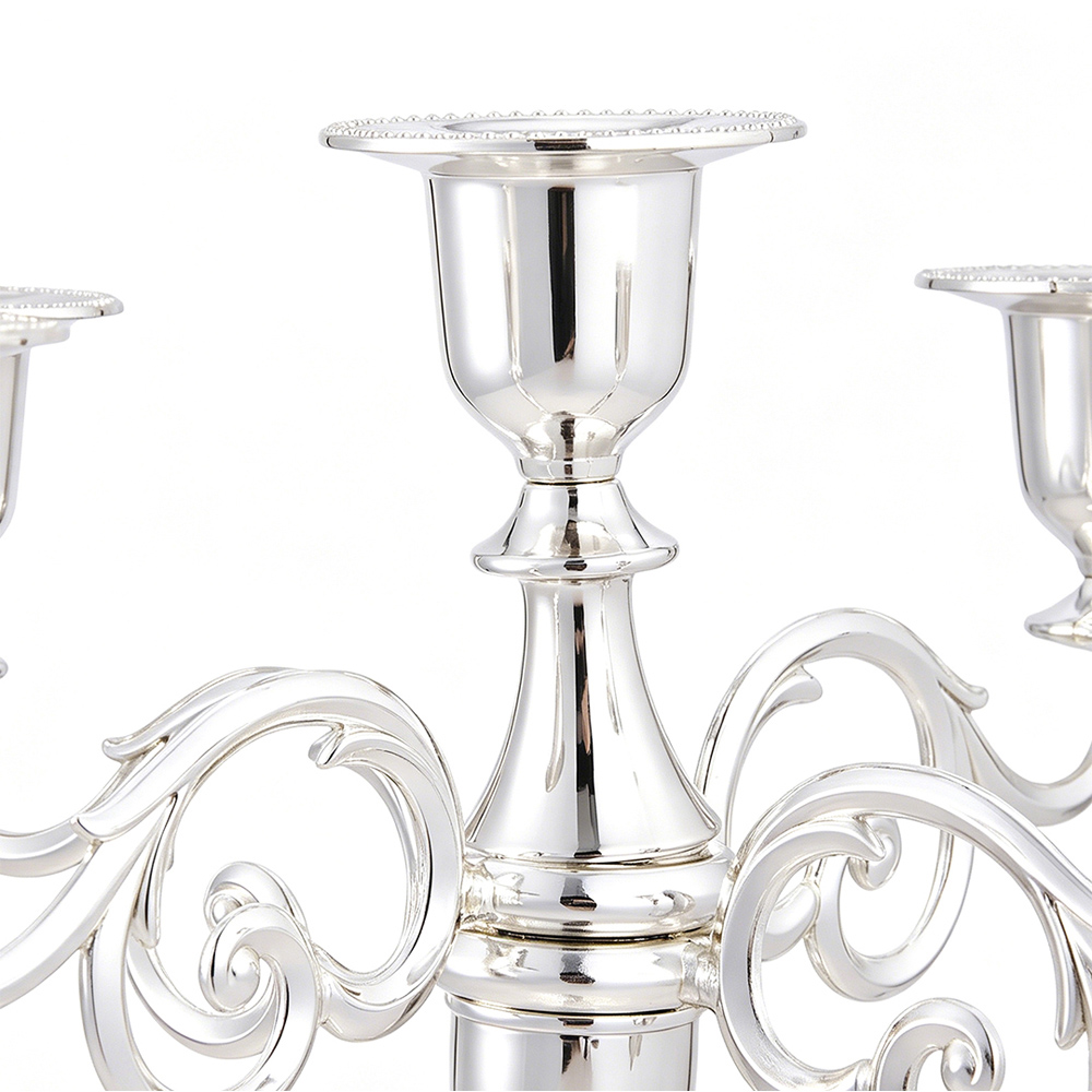 Living and Home 5-Arm Silvery Metal Swirl Candelabra Image 4