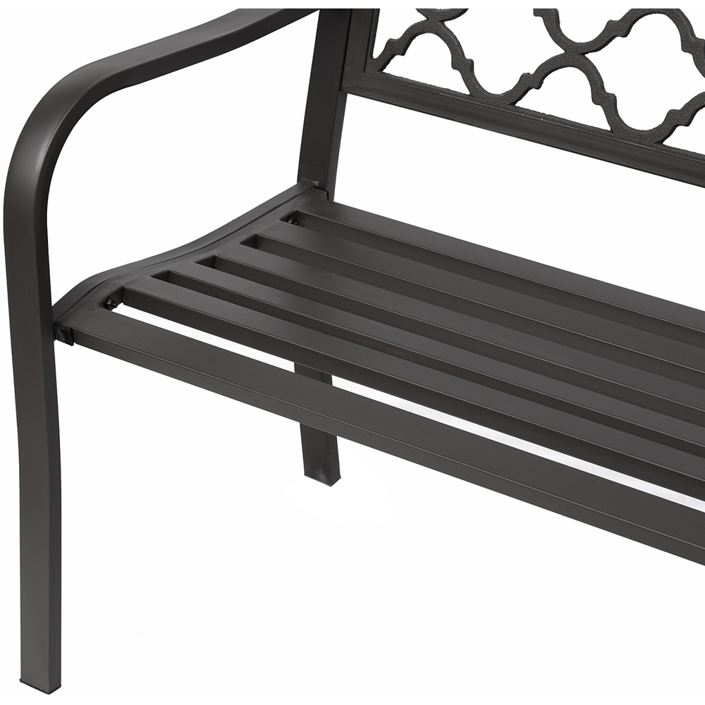 Outsunny 2 Seater Brown Cast Iron Antique Garden Bench with Armrest Image 3