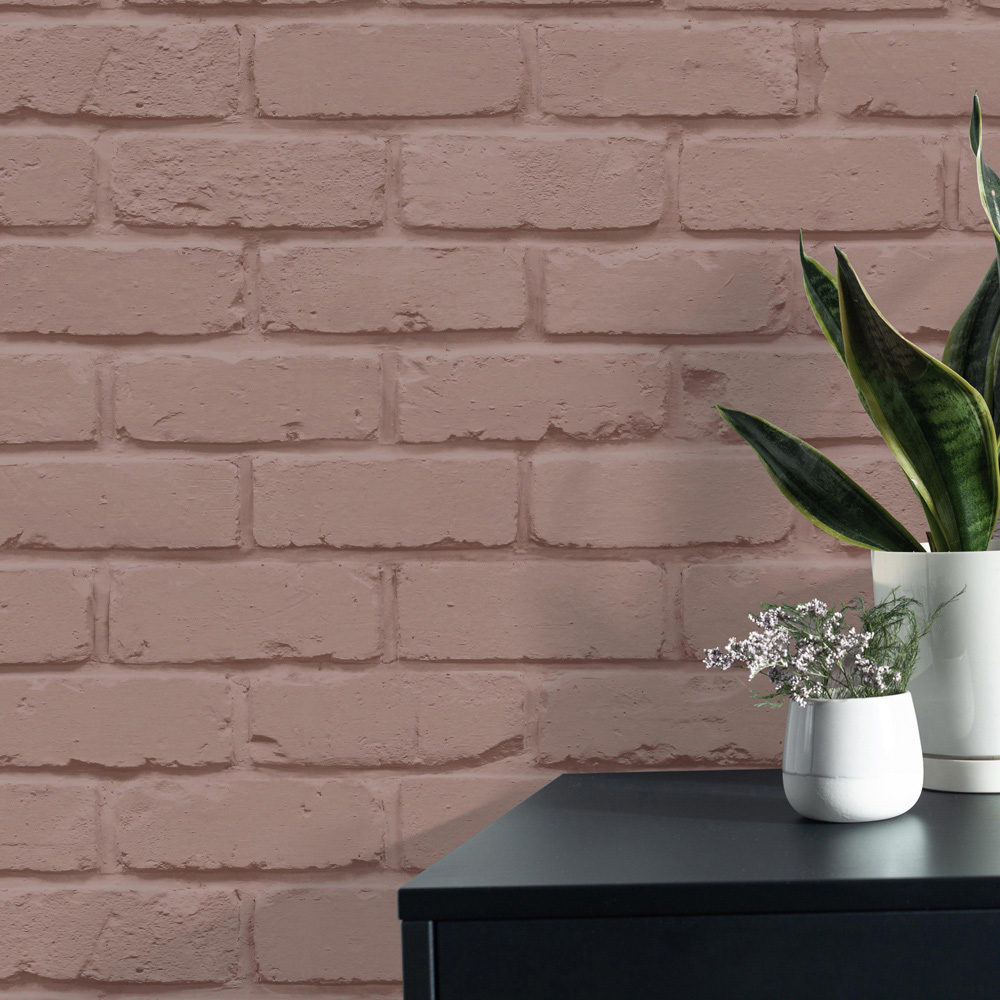 Fine Decor Painted Brick Pink Wallpaper Image 3