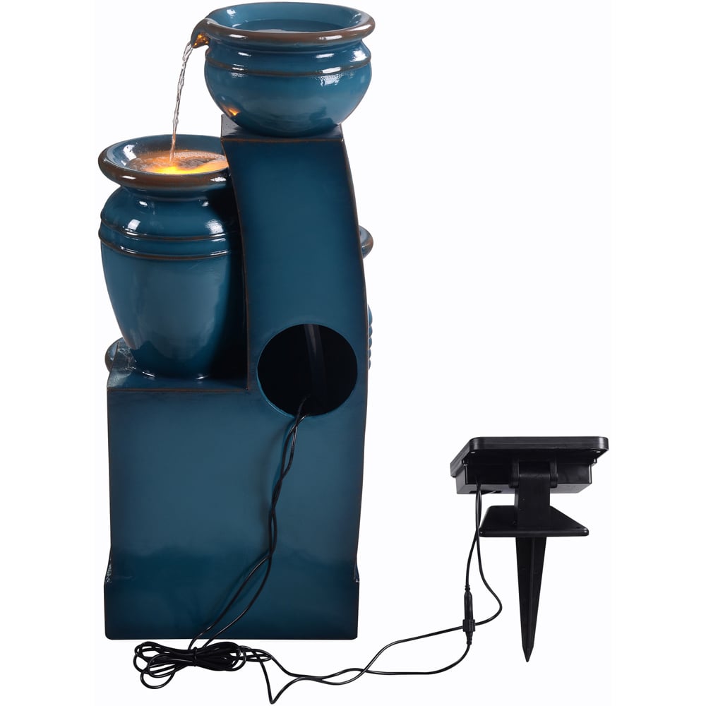 Teamson Home Blue 4-Tier Cascading Bowl Solar Outdoor Fountain 28.7 inch Image 4