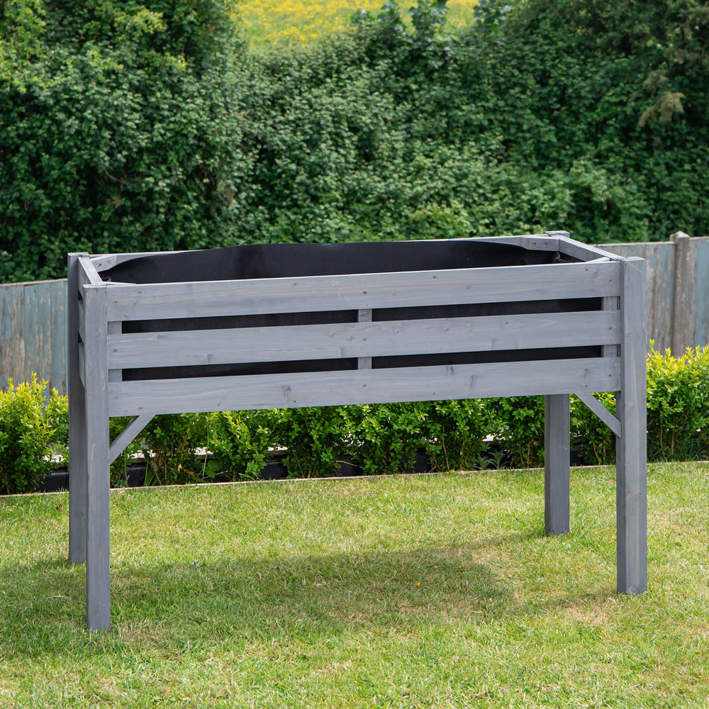 Samuel Alexander Grey Wooden Large Raised Garden Bed Planter with Slatted Base 75 x 123cm Image 2