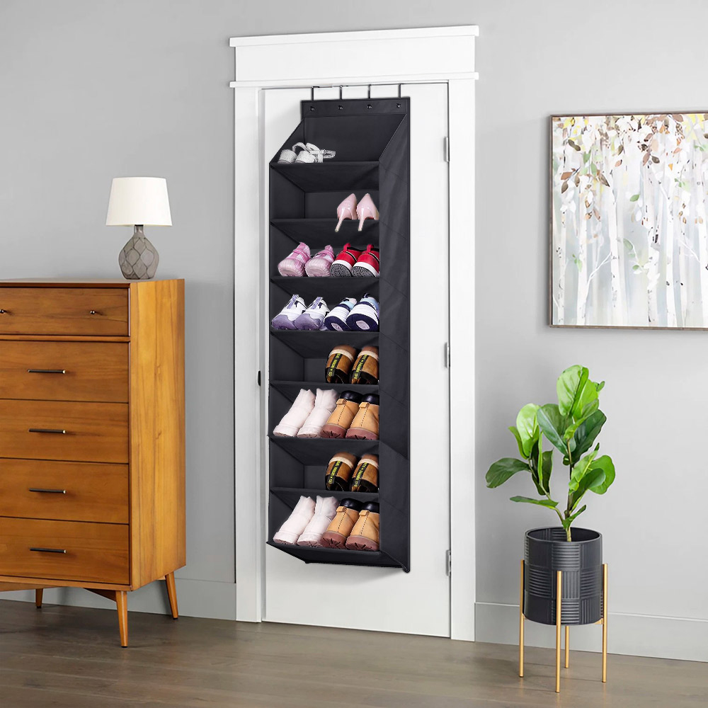 H&O Direct 8 Tier Black Hanging Shoe Organiser Image 2